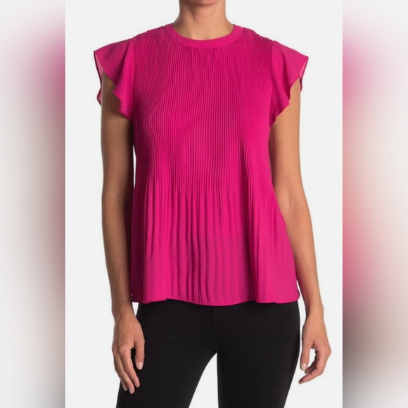 Adrianna Papell Tops - Adriana Papell Pleated Fuchsia Blouse